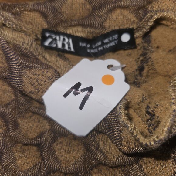 Zara Stretchy Waffle Knit BROWN Midi DRESS Womens MEDIUM - Picture 7 of 7